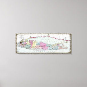 Historische Karte der Reisend-1855-1857 von Long Leinwanddruck