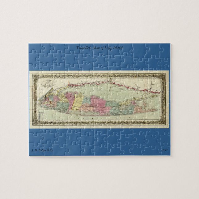 Historische Karte der Reisend-1855-1857 von Long Puzzle (Horizontal)