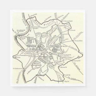 Historische Karte der Stadt von Rom Serviette