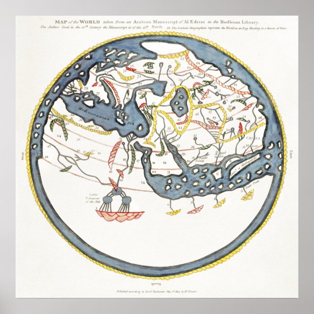 Historische Karte des Indischen Ozeans Poster (Vorne)