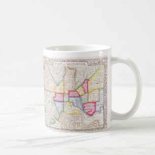Historische Karte des Stadtzentrums von Baltimore Kaffeetasse