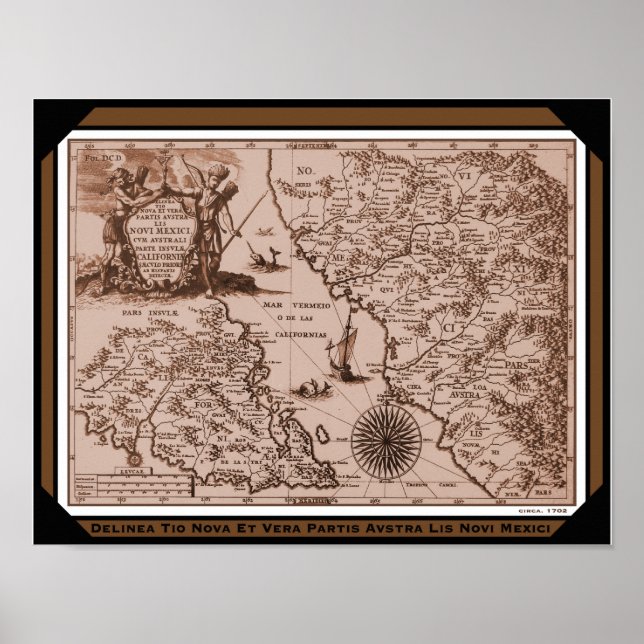 Historische Karte Mexiko Kalifornien 1702 Poster/P Poster (Vorne)