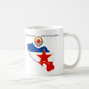 Historische Karte SFR Jugoslawien Emblem und Flagg Tasse