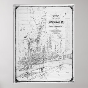Historische Karte von Albanien New York ab 1857 E Poster