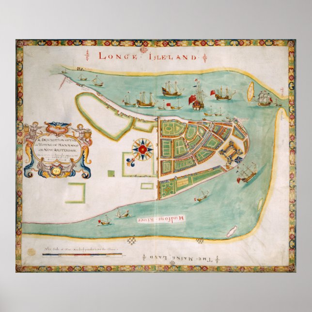 Historische Karte von New York City (1664) Poster (Vorne)