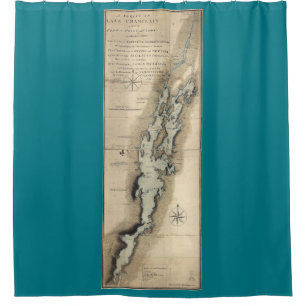 Historische Karte von See Champlain Vermont Duschvorhang