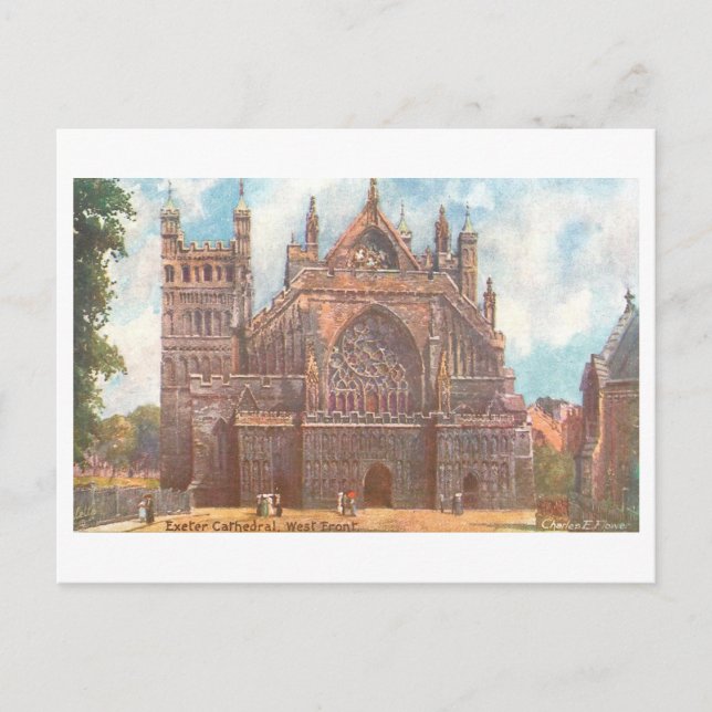 Historische Kathedrale von Exeter Postkarte (Vorderseite)