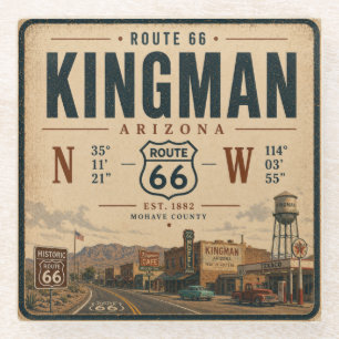 Historische Kingman Route 66 Retro-Kunstwerke Glasuntersetzer