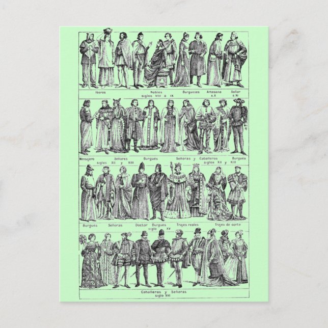 Historische Kostüme Postkarte (Vorderseite)