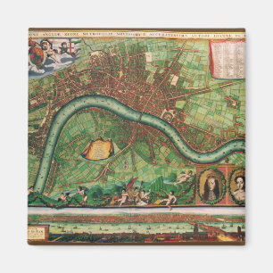 Historische Londoner Straßenkarte von Johannes de Magnet