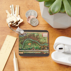 Historische Londoner Straßenkarte von Johannes de  Schlüsselanhänger