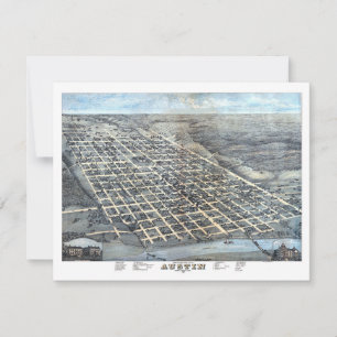 Historische Luftstadtkarte von Austin, Texas aus d Einladung