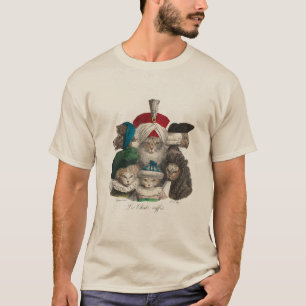Historische lustige Katzenvorfahren Geschichte Vin T-Shirt