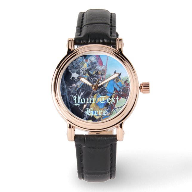 Historische mittelalterliche Ritter jouten auf Pfe Armbanduhr (Vorderseite)