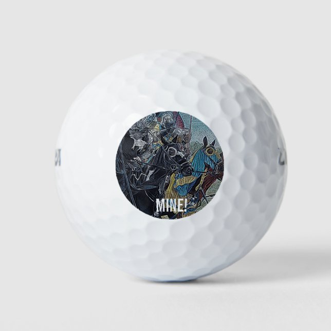 Historische mittelalterliche Ritter jouten auf Pfe Golfball (Vorderseite)