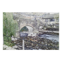 Historische Packhorse-Brücke in Hebden Bridge