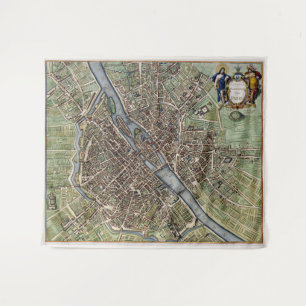 Historische Pariser Stadtkarte von 1657 Wandteppich