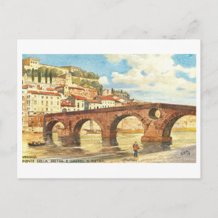 Historische Ponte della Pietra in Verona, Italien Postkarte