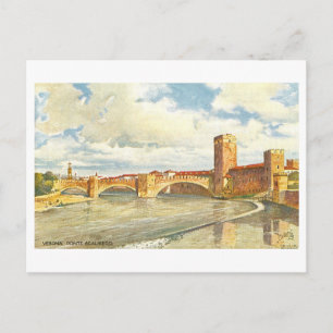 Historische Ponte Scaligero in Verona, Italien, Postkarte