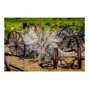Historische Ranchräder Fotodruck