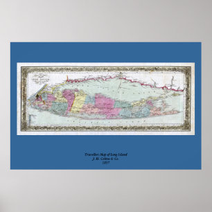 Historische Reisekarte von Long Island 1855-1857 Poster