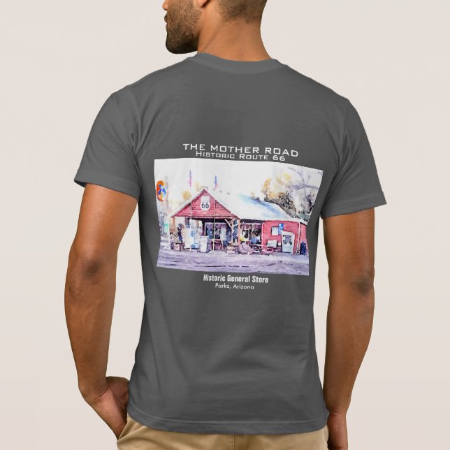 Historische Route 66 Arizona Allgemeiner Store Was T-Shirt (Rückseite)