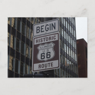 Historische Route 66 Chicago Signaturreise Postkar Postkarte