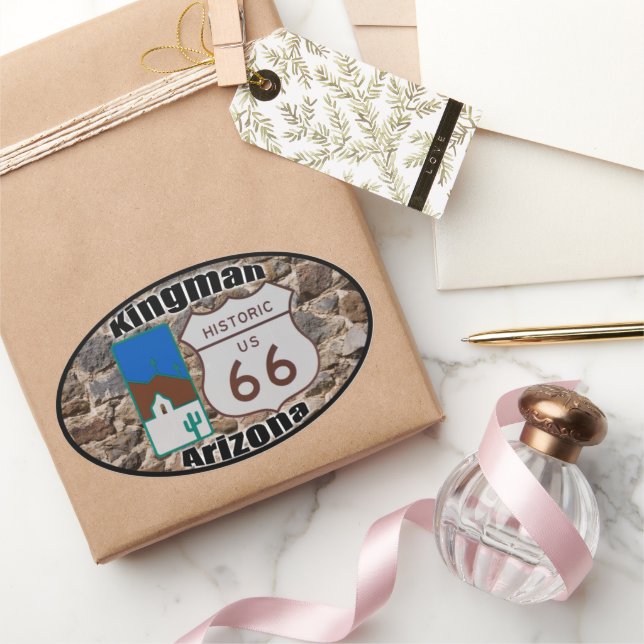 Historische Route 66 Kingman Arizona Ovaler Aufkleber (Schenken)