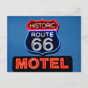 Historische Route 66 Neon-Schilder-Foto Postkarte