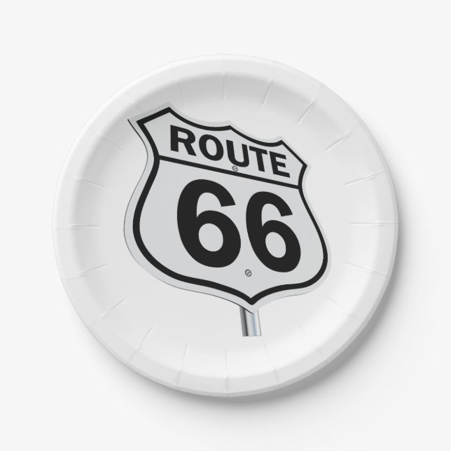 Historische Route 66 Papier Platte. Pappteller (Vorderseite)