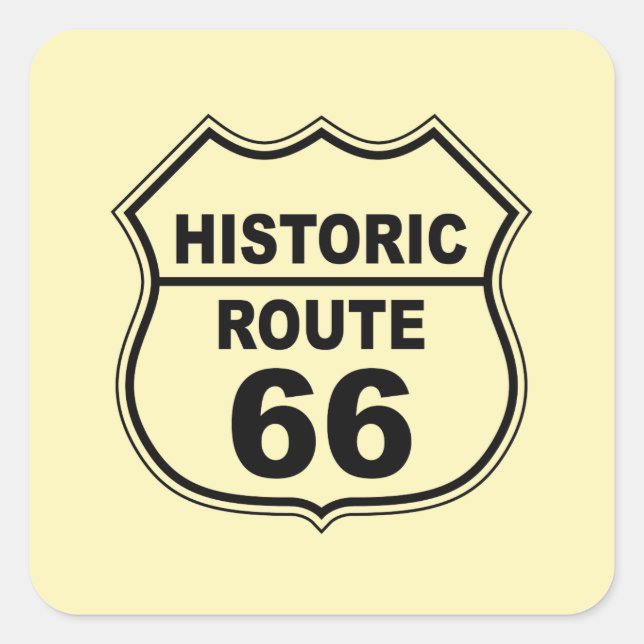 Historische Route 66 Quadratischer Aufkleber (Vorderseite)