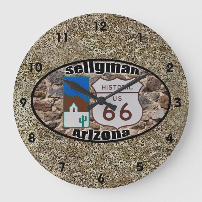 Historische Route 66 ~ Seligman, Arizona Große Wanduhr (Vorderseite)