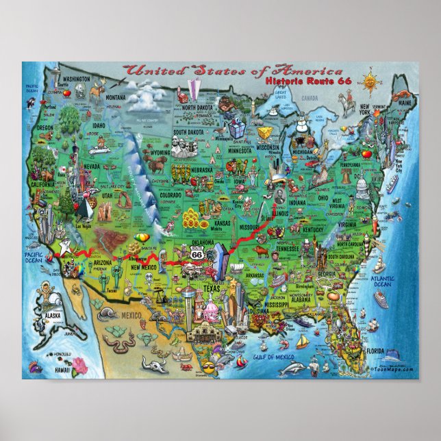Historische Route 66 USA Poster (Vorne)