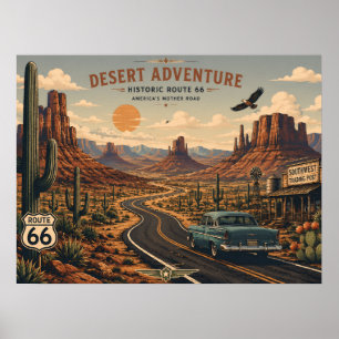 Historische Route 66 Wüstenabenteuer Poster