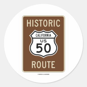 Historische Route US Highway 50 (Kalifornien) Runder Aufkleber
