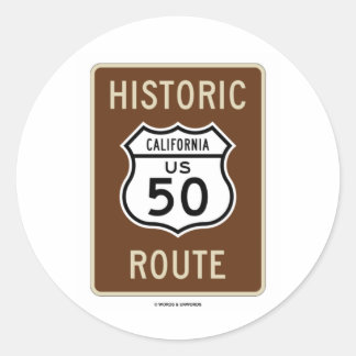 Historische Route US Highway 50 (Kalifornien) Runder Aufkleber