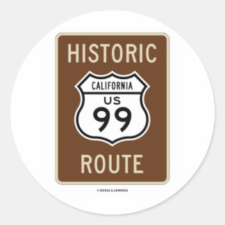 Historische Route US Highway 99 (Kalifornien) Runder Aufkleber