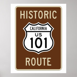 Historische Route US Route 101 (Kalifornien) Zeich Poster