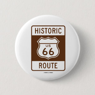 Historische Route US Route 66 (Verkehrsschild) Button