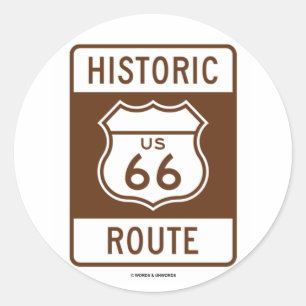 Historische Route US Route 66 (Verkehrsschild) Runder Aufkleber