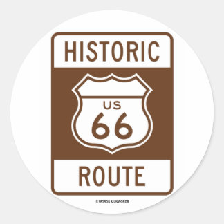 Historische Route US Route 66 (Verkehrszeichen) Runder Aufkleber