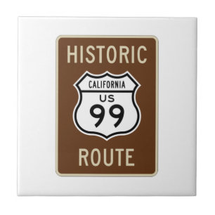 Historische Route US Route 99 (Kalifornien) Schild Fliese