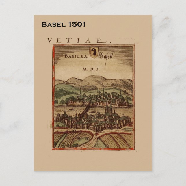 Historische Schweiz, Basel 1501 Postkarte (Vorderseite)