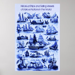 HISTORISCHE SEGELSCHIFFE VERSCHIEDENER NATIONEN POSTER