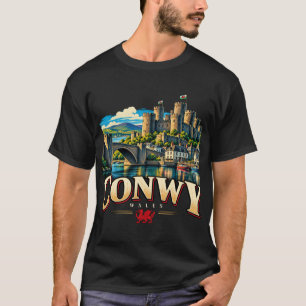 Historische Sehenswürdigkeit Conwy Wales Reise Kun T-Shirt