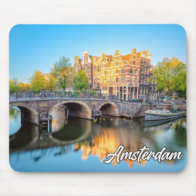 Historische Stadt Amsterdam, Niederlande Mousepad (Vorne)