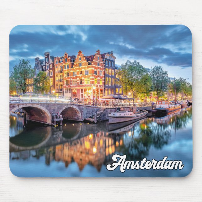 Historische Stadt Amsterdam, Niederlande Mousepad (Vorne)