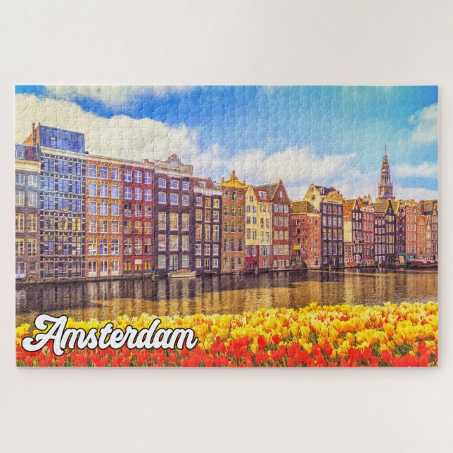 Historische Stadt Amsterdam, Niederlande Puzzle (Horizontal)