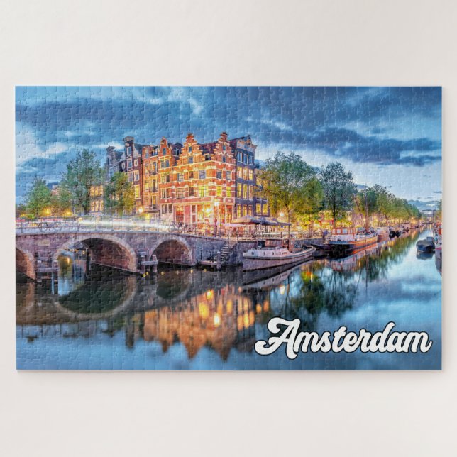 Historische Stadt Amsterdam, Niederlande Puzzle (Horizontal)