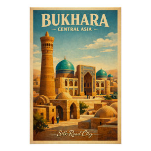 Historische Stadt Buchara in Zentralasien Poster